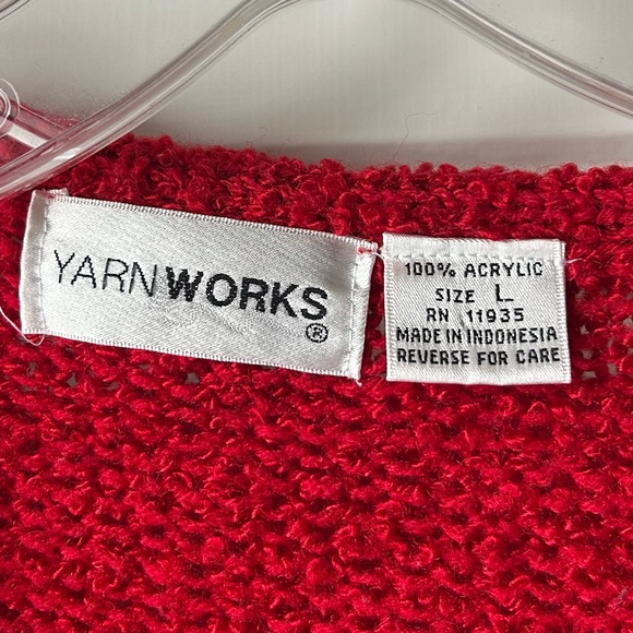 YarnWorks Red Knitted Oversized Cardigan - Picture 6 of 6